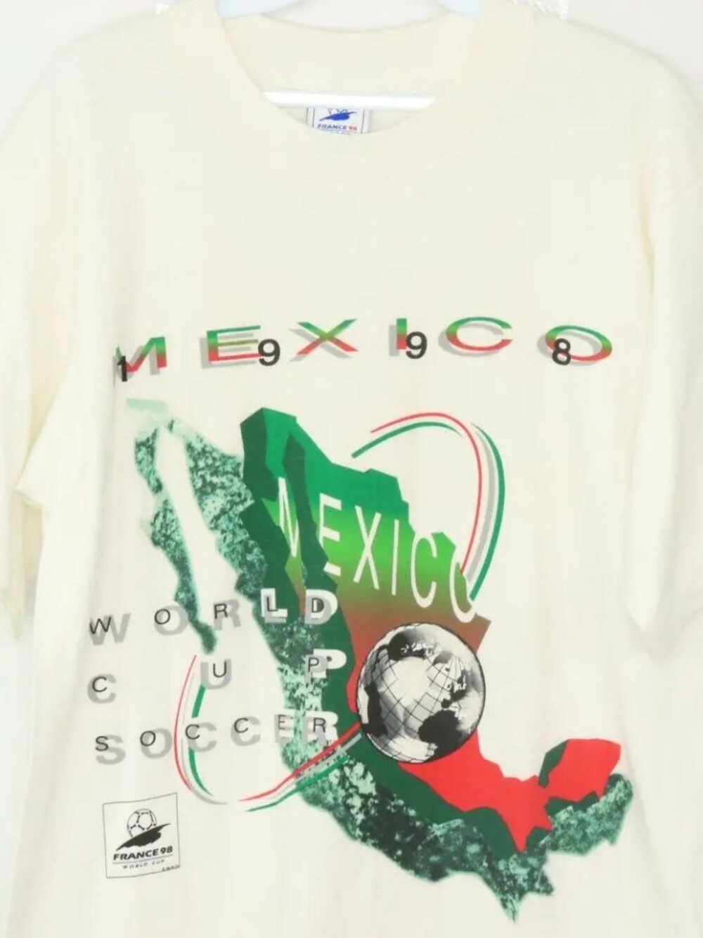 90s World Cup 1998 Mexico - Rare Vintage Spell Out T Shirt